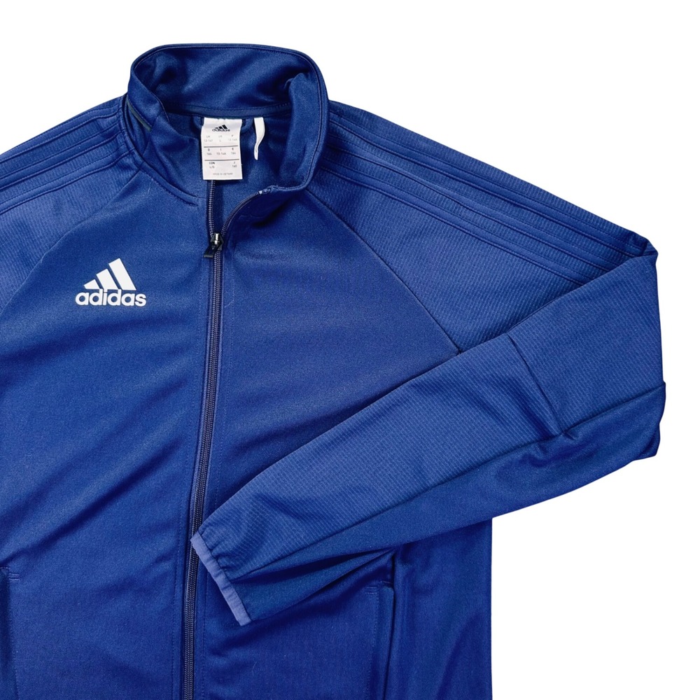 Adidas Tiro 17 Youth Training Jacket Kids Blue Full Zip 3-Stripe Performance